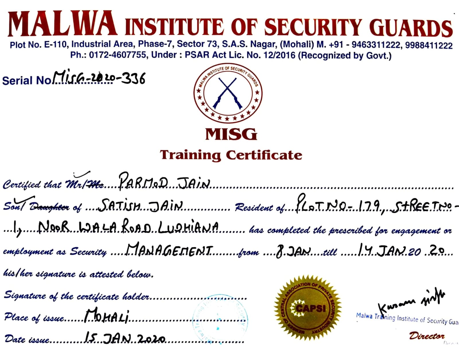 Certificate